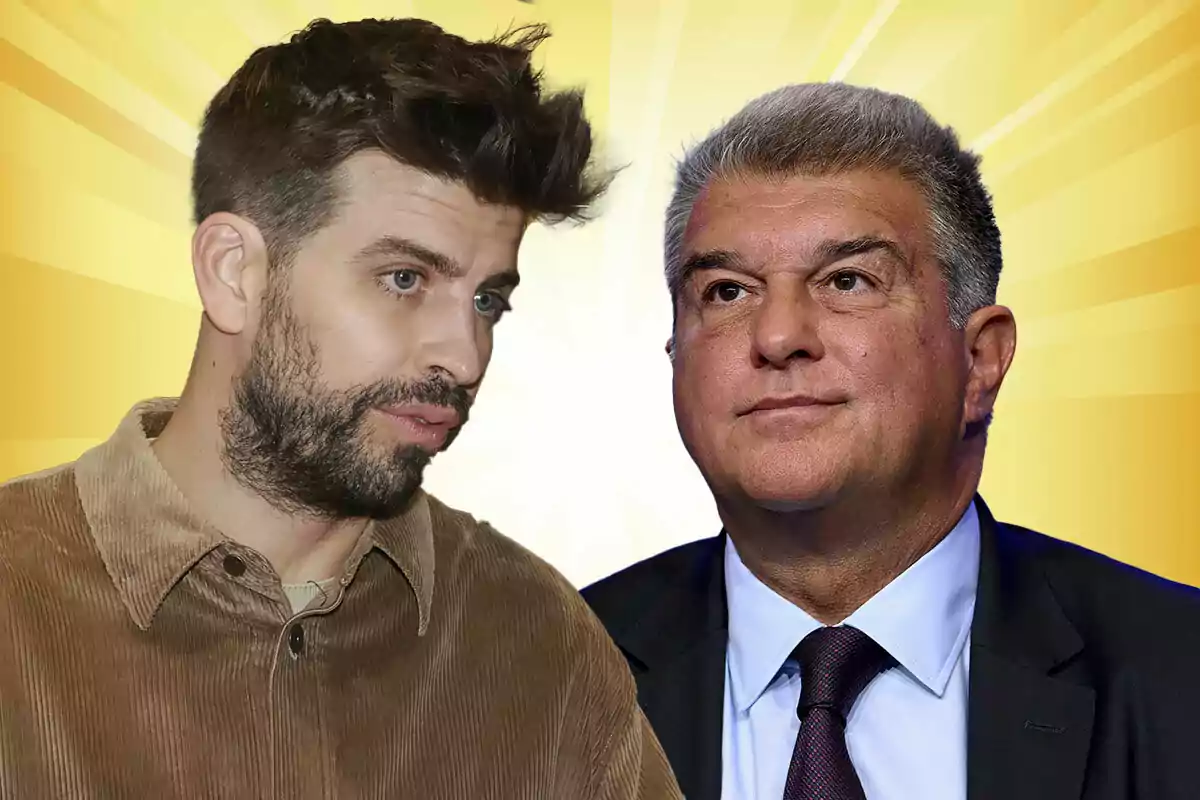 Dos hombres en primer plano con fondo amarillo brillante