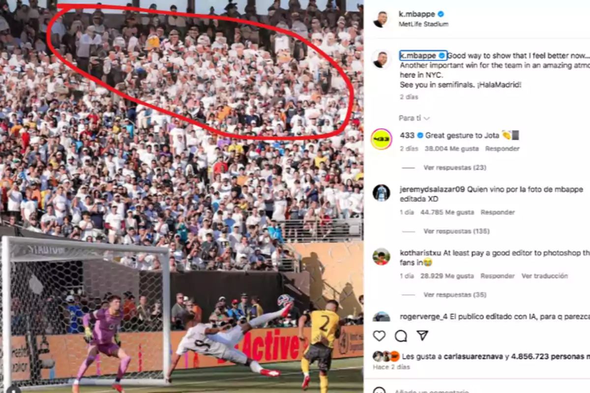 Mbappé se inventa público falso en sus imágenes colgadas en redes sociales Mbappé se inventa público falso en sus imágenes colgadas en redes sociales
