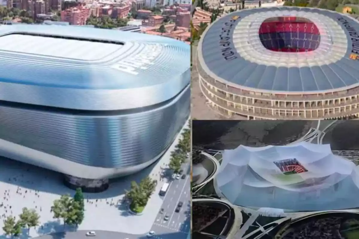Los tres estadios candidatos a organizar la final del Mundial 2030.