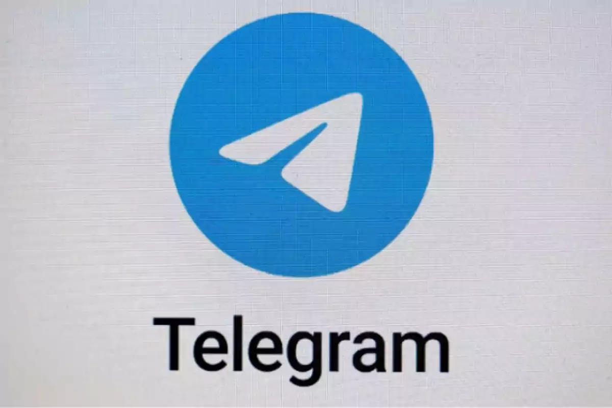 Telegram logo in a blue circle with the app name underneath