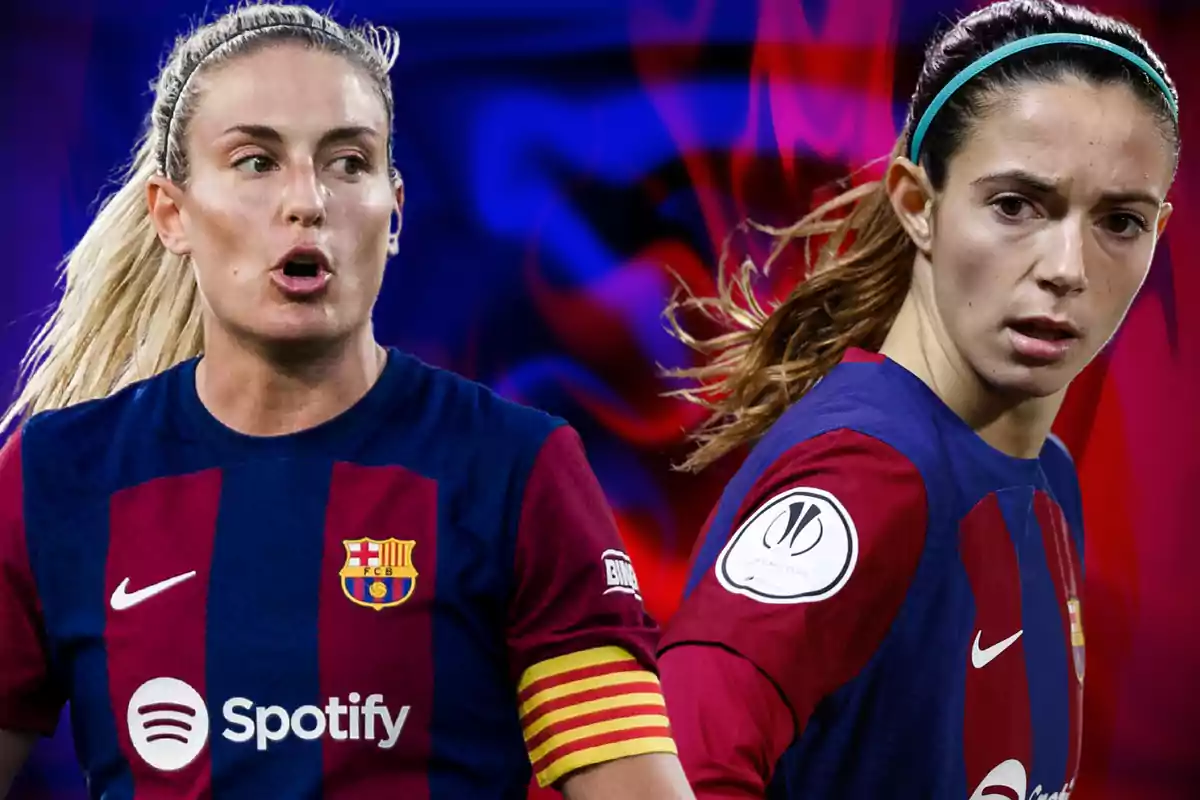 Alexia Putellas and Aitana Bonmatí with Barça Women