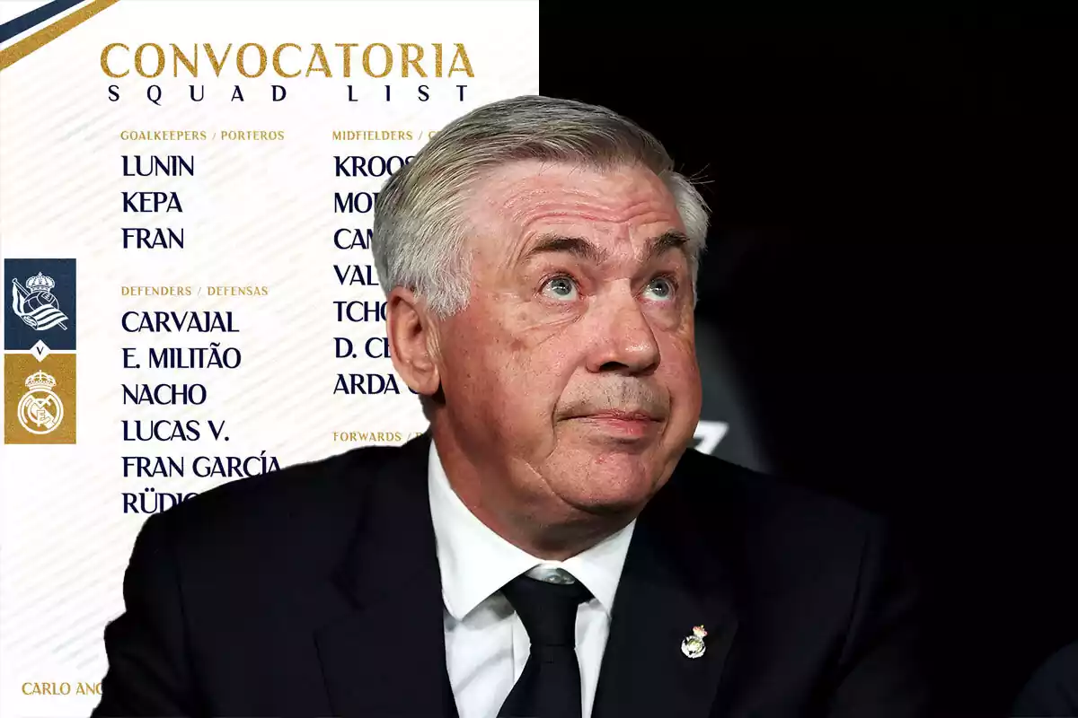 Ancelotti con la convocatoria contra la Real Sociedad de fondo