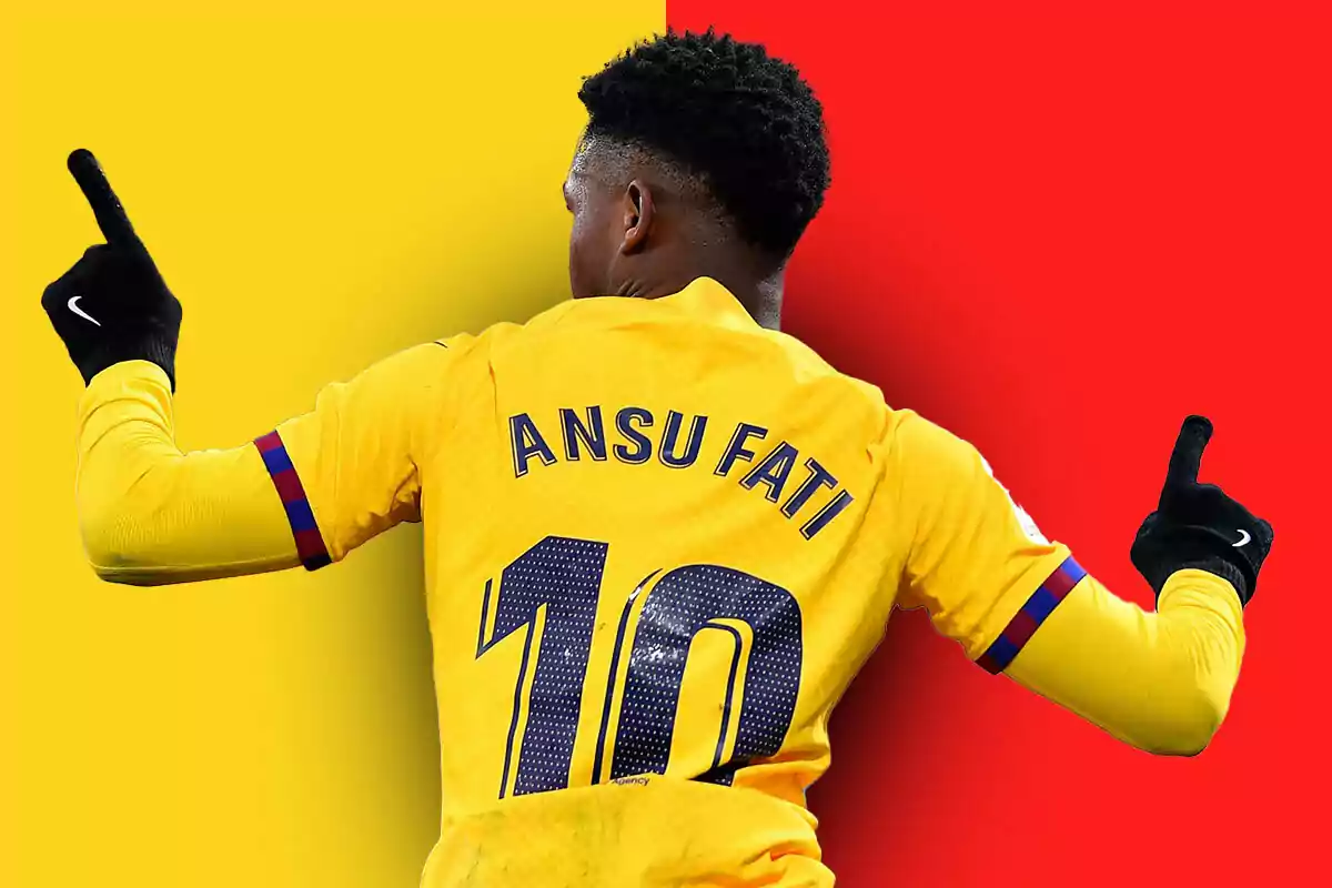 Ansu Fati de espaldas, con el número 10 del Barcelona