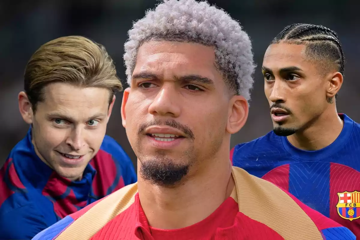 Ronald Araújo, Frenkie de Jong and Raphinha in a joint image