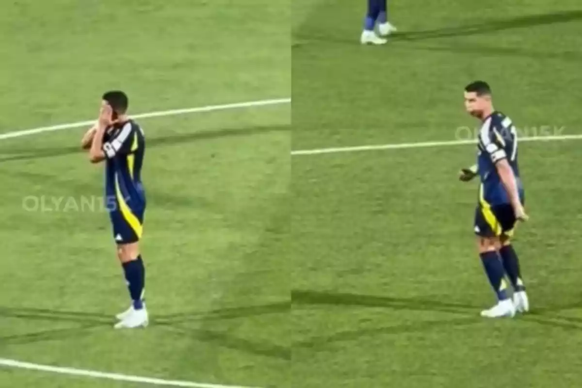 Lamentable recital de gestos de Cristiano Ronaldo dedica a su compañero Aymeric Laporte