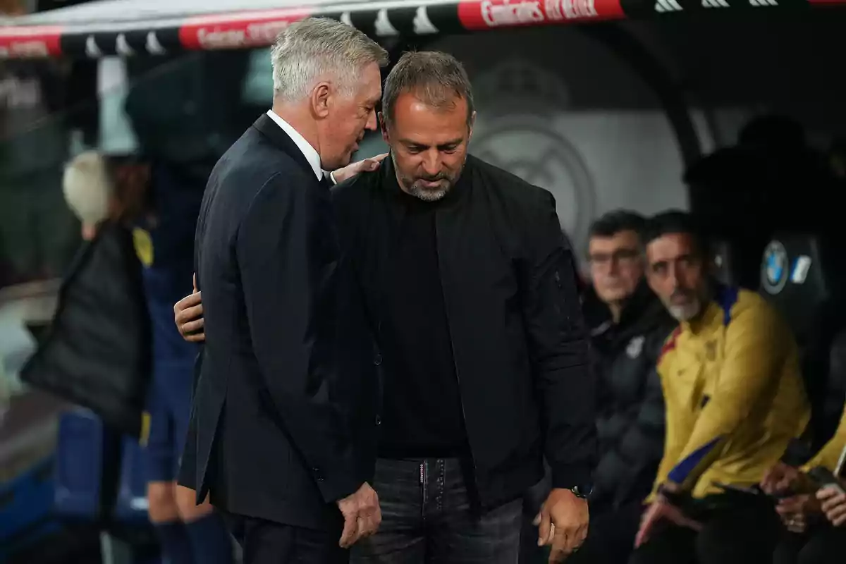 Ancelotti acabó enfadado con Hansi Flick al final del partido