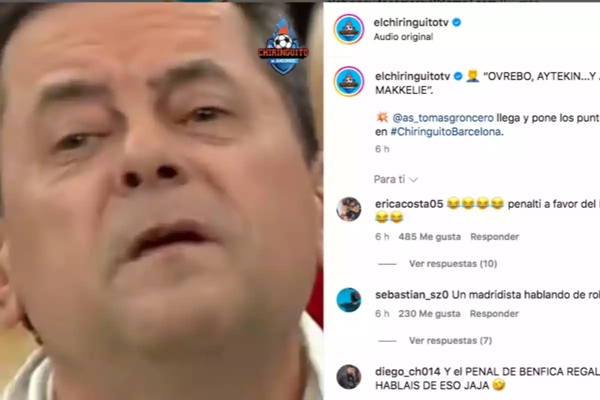 A man appears in the foreground with a serious expression, while on the right is an Instagram post from the profile A man appears in the foreground with a serious expression, while on the right is an Instagram post from the profile