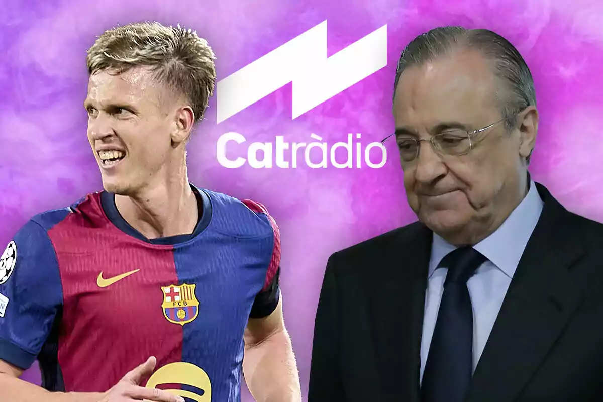 A player wearing a Barcelona jersey appears next to a man in a suit against a purple background with the "Catràdio" logo.