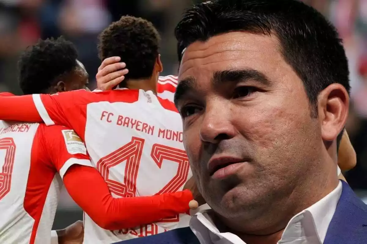 In the foreground appears Barça's sporting director, Deco, with a background photo in which several Bayern Munich players are seen