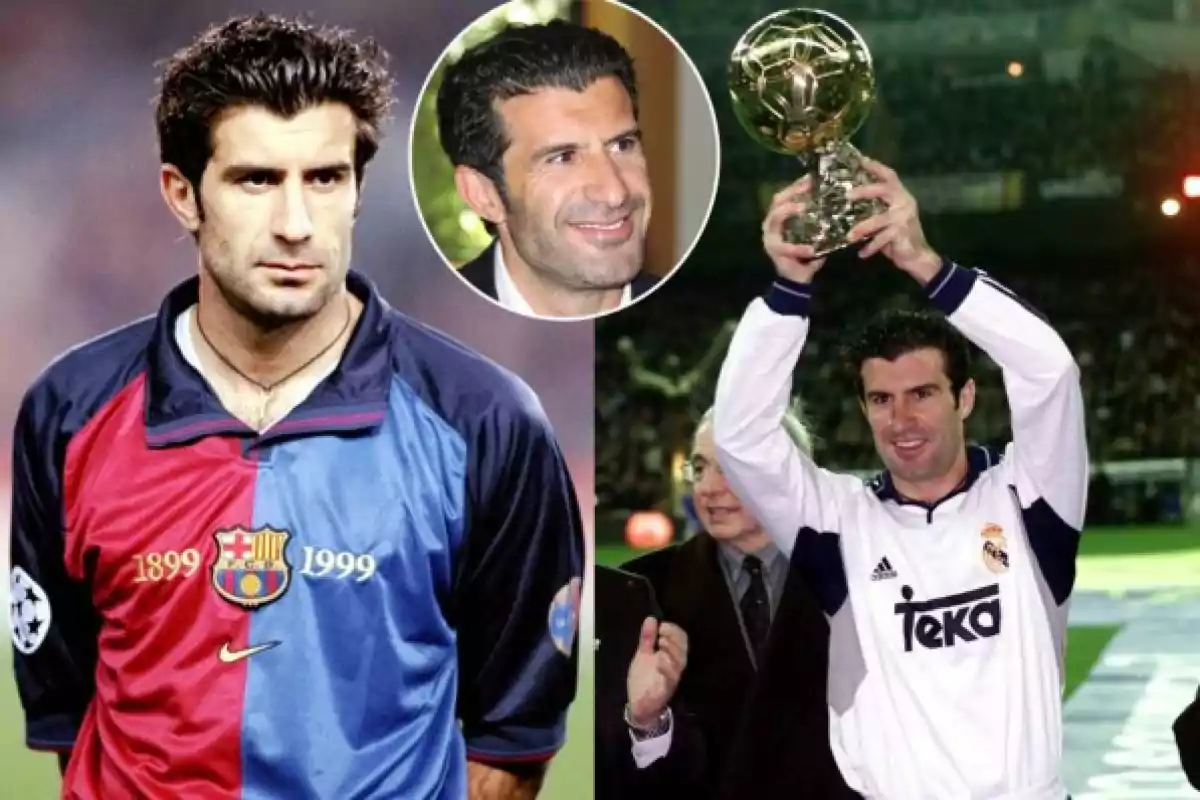 Figo ganó el Balón de Oro en 2000 jugando medio año con el Barça y el otro medio con el Real Madrid.