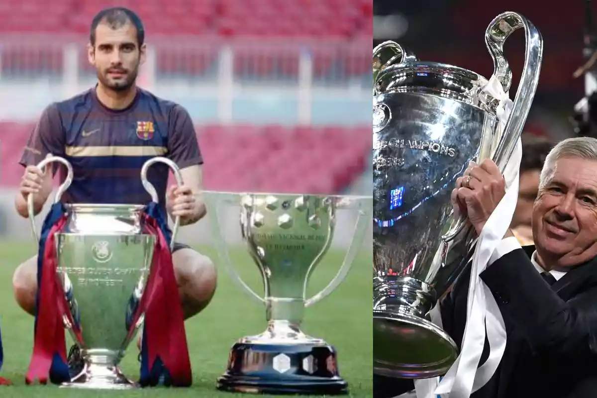 Pep Guardiola ha ganado más títulos que Ancelotti en menos tiempo