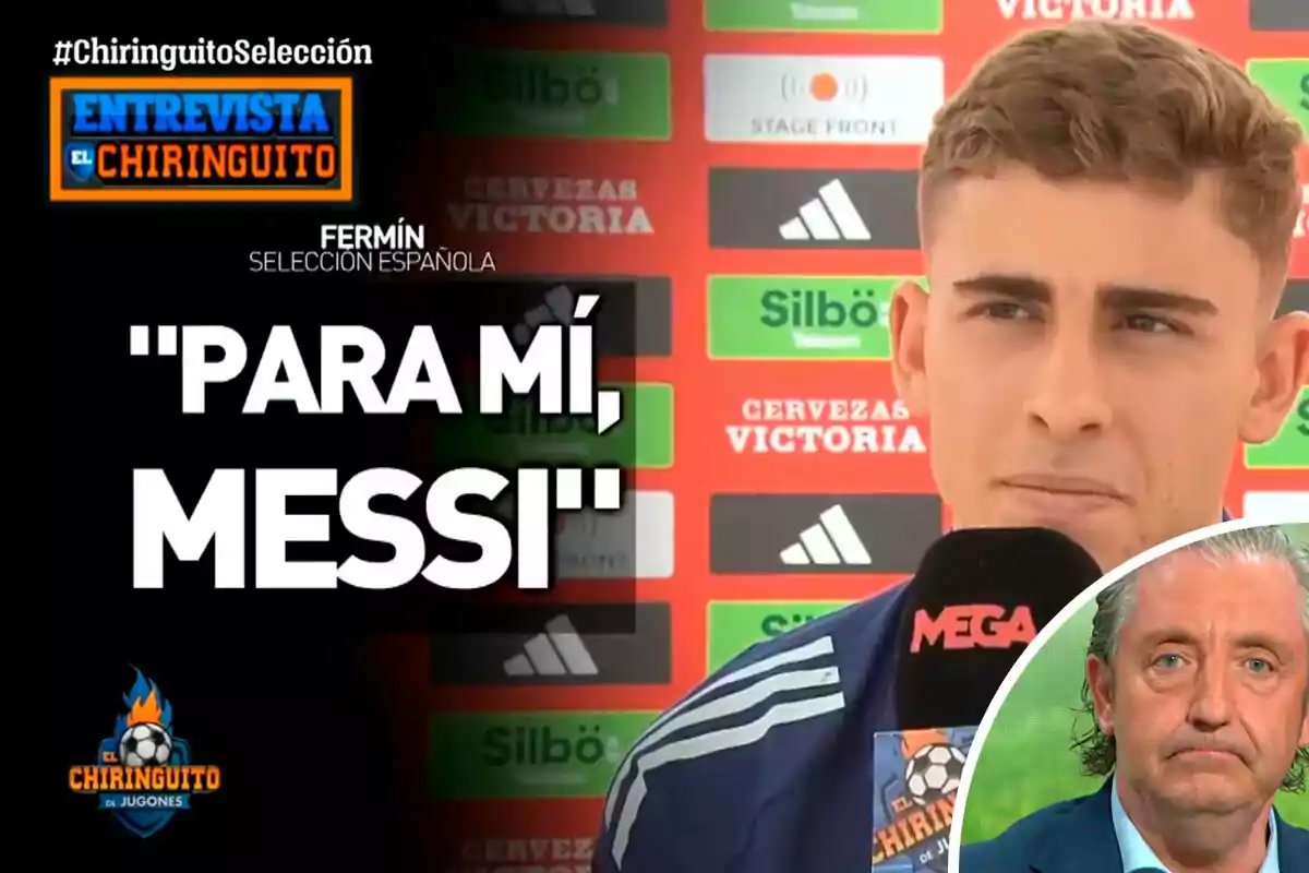Entrevista en El Chiringuito con Fermín de la selección española, quien dice "Para mí, Messi".
