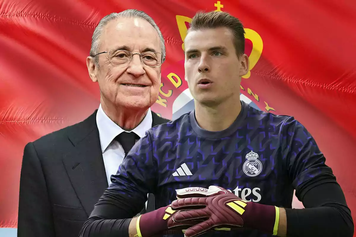 Lunin se aprieta las manos, Florentino mira sonriente