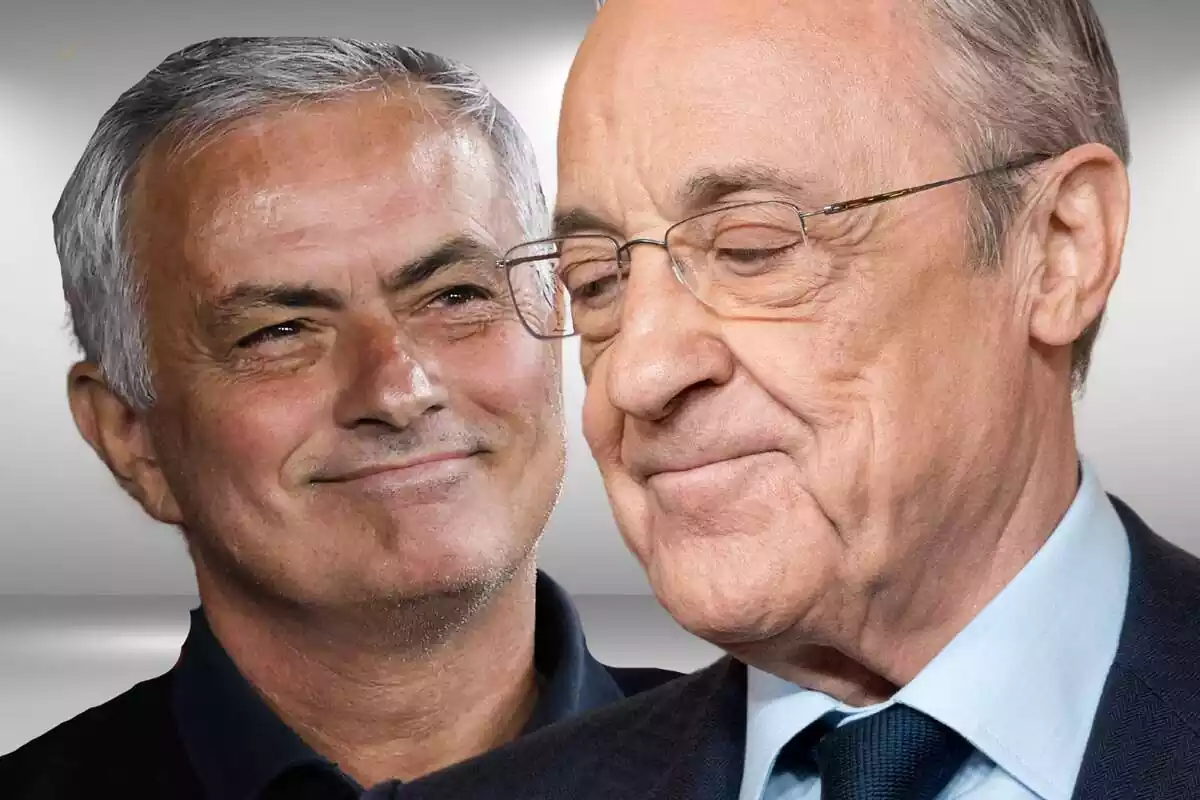 Florentino Pérez looks at José Mourinho with a big smile