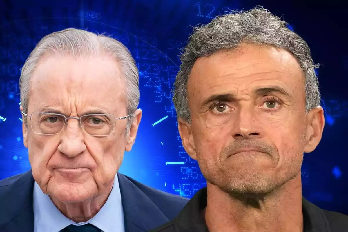 Montaje de Florentino Pérez con Luis Enrique mirándose