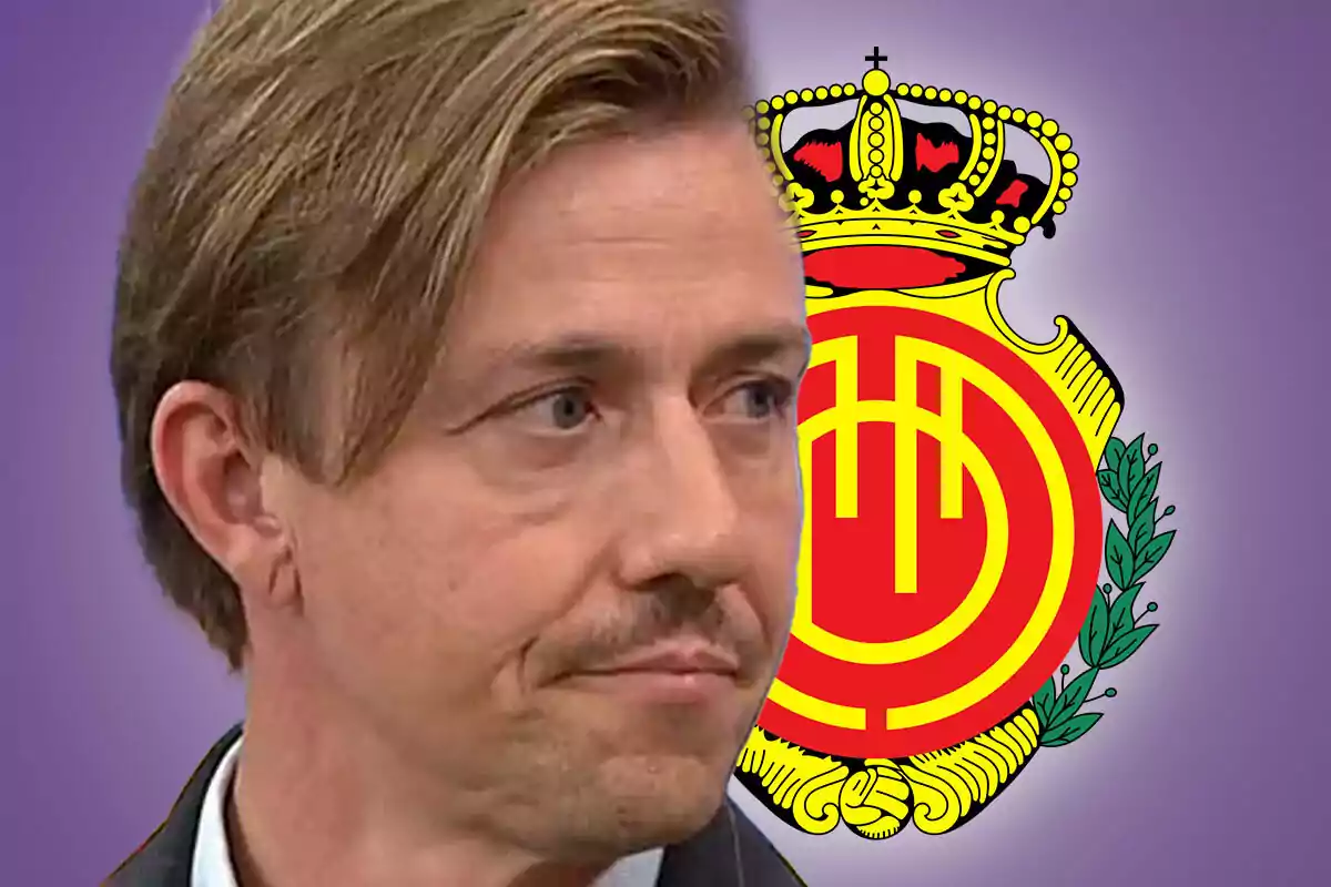 Guti appears in the foreground with a Mallorca's shield in the background against a purple background.