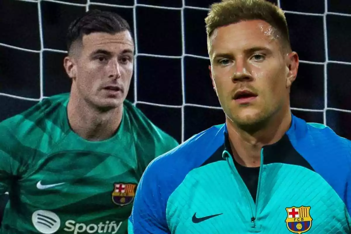 Montage of Iñaki Peña with Ter Stegen