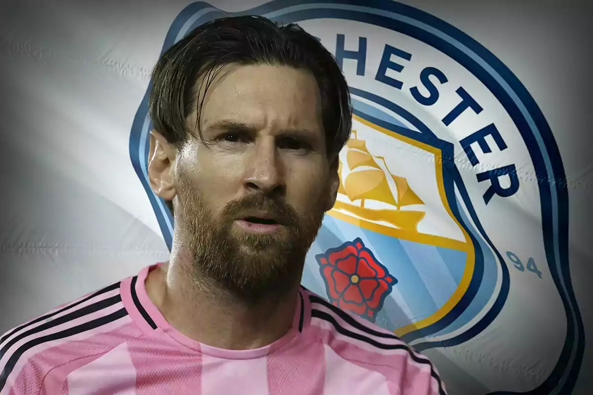 A player in a pink jersey appears in front of a team crest that features a ship and a red rose.