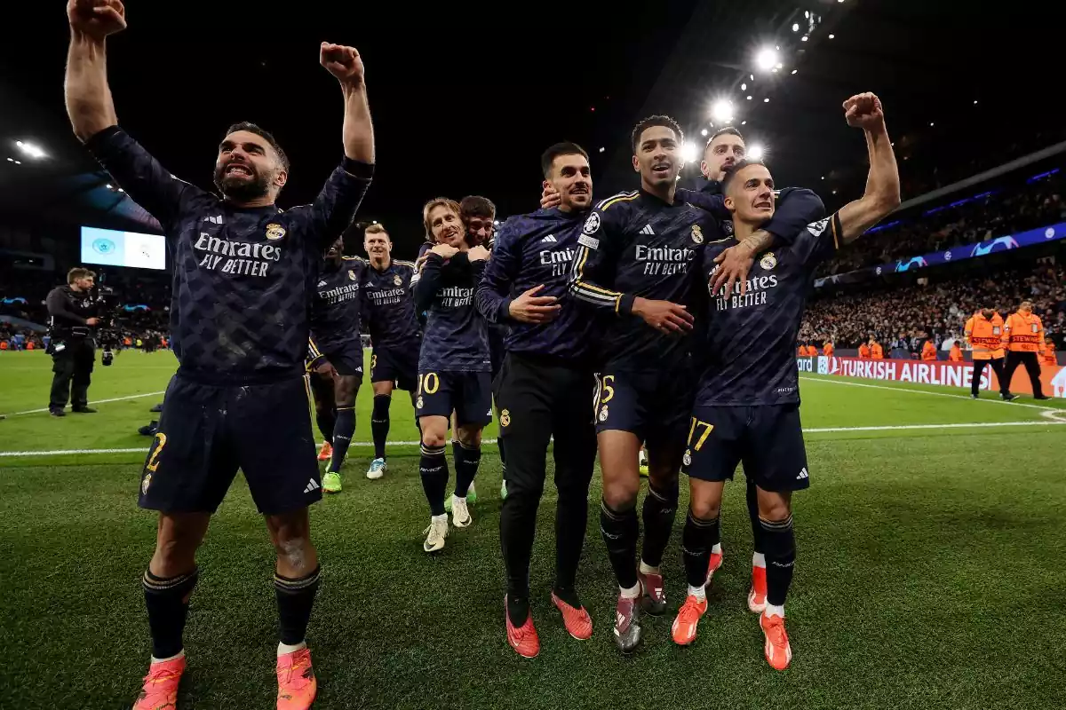 Jugadores del Real Madrid celebrando una victoria