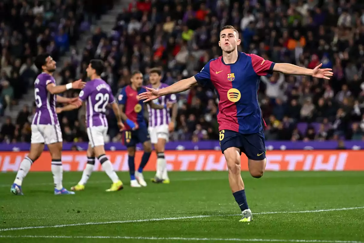 Fermín anoto el gol de la victoria del Barça en Pucela