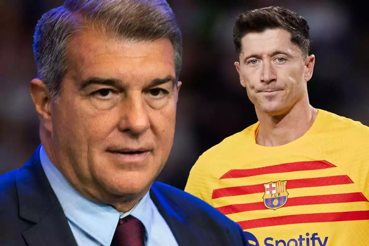 Montaje de Joan Laporta con Robert Lewandowski