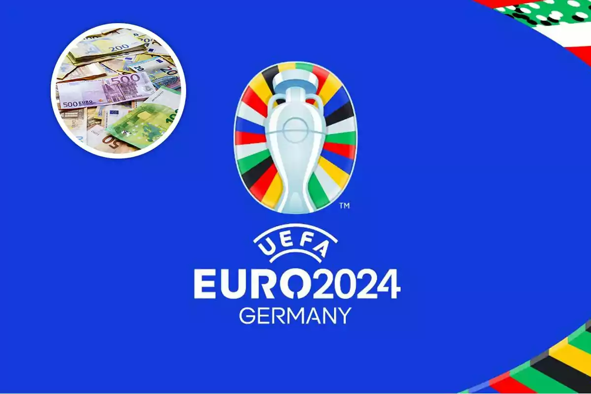 Logotipo de la Eurocopa, a un lado billetes de euros