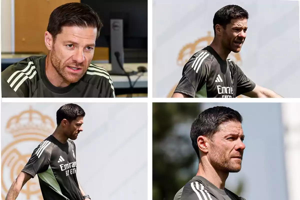 Hombre con camiseta deportiva oscura realizando diferentes actividades en un entorno relacionado con el fútbol Hombre con camiseta deportiva oscura realizando diferentes actividades en un entorno relacionado con el fútbol