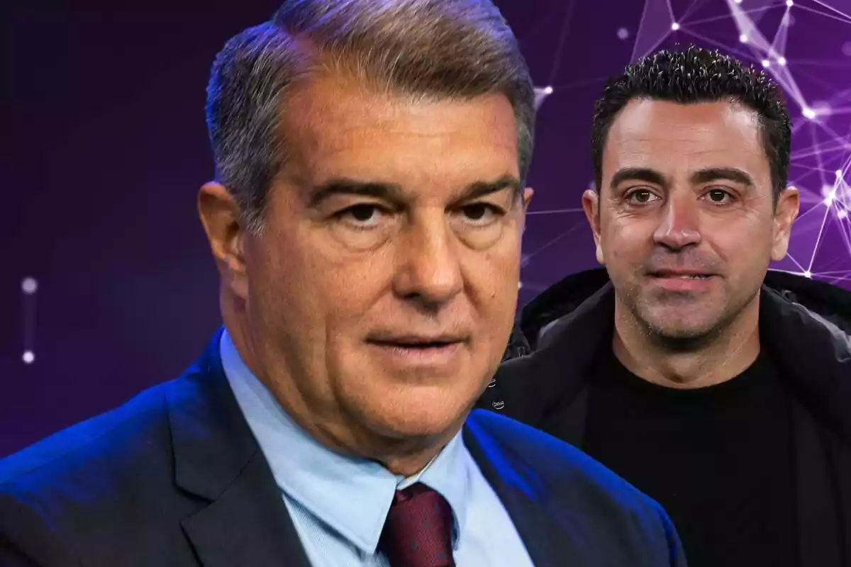 Montage of Joan Laporta with Xavi Hernandez