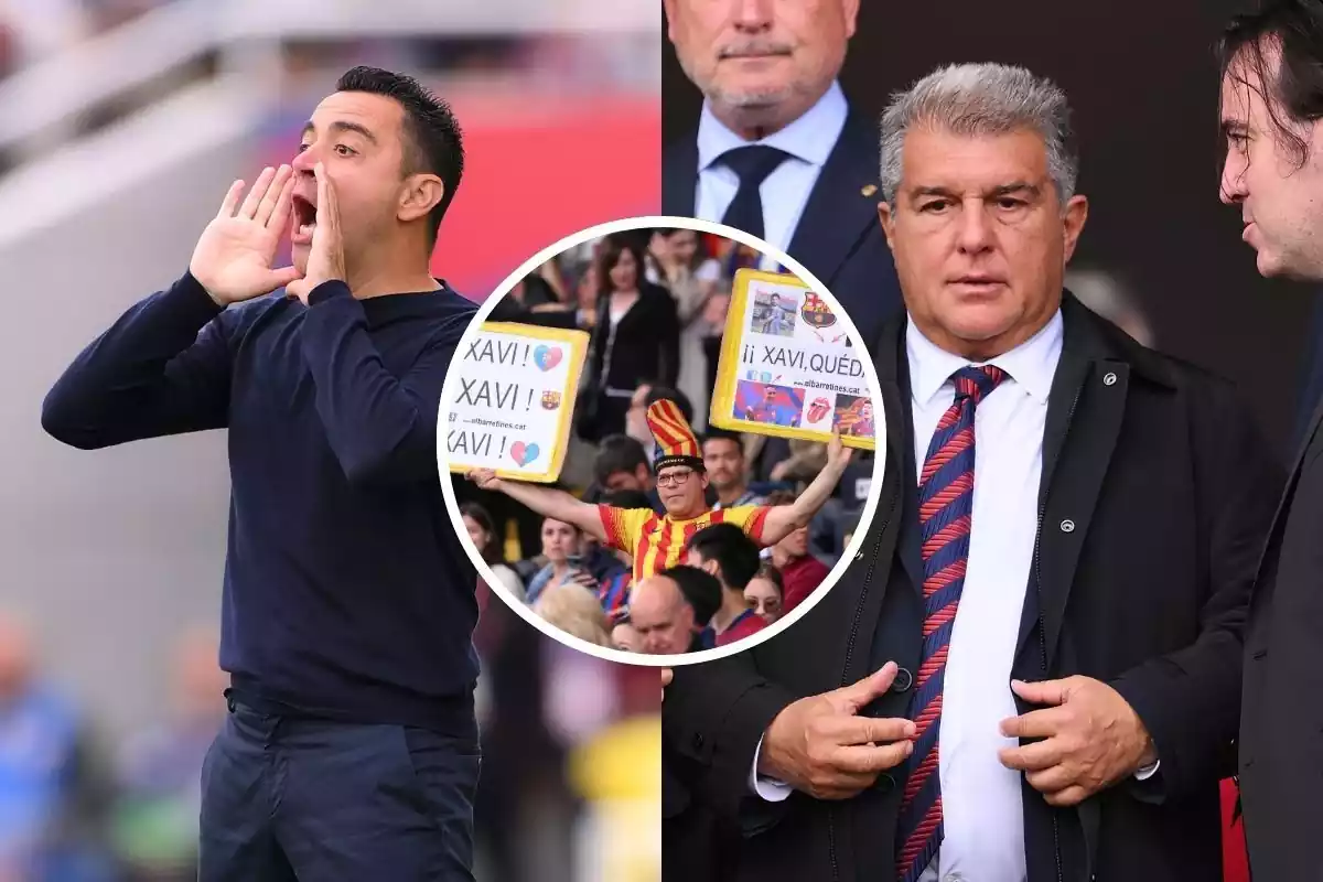 Aficionados del Barça muestran su apoyo a Xavi